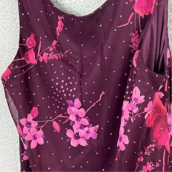 Jessica Howard Women's Sleeveless Floral Dress Lined Rhinestones Purple - Picture 10 of 12